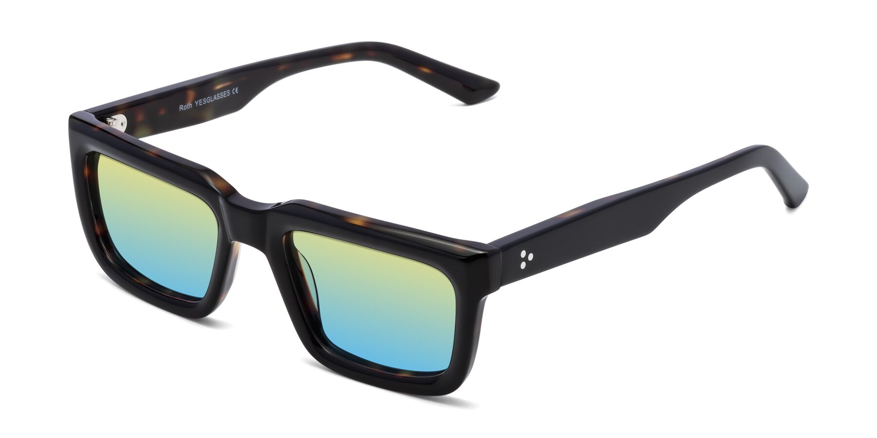 Angle of Roth in Black-Tortoise with Yellow / Blue Gradient Lenses