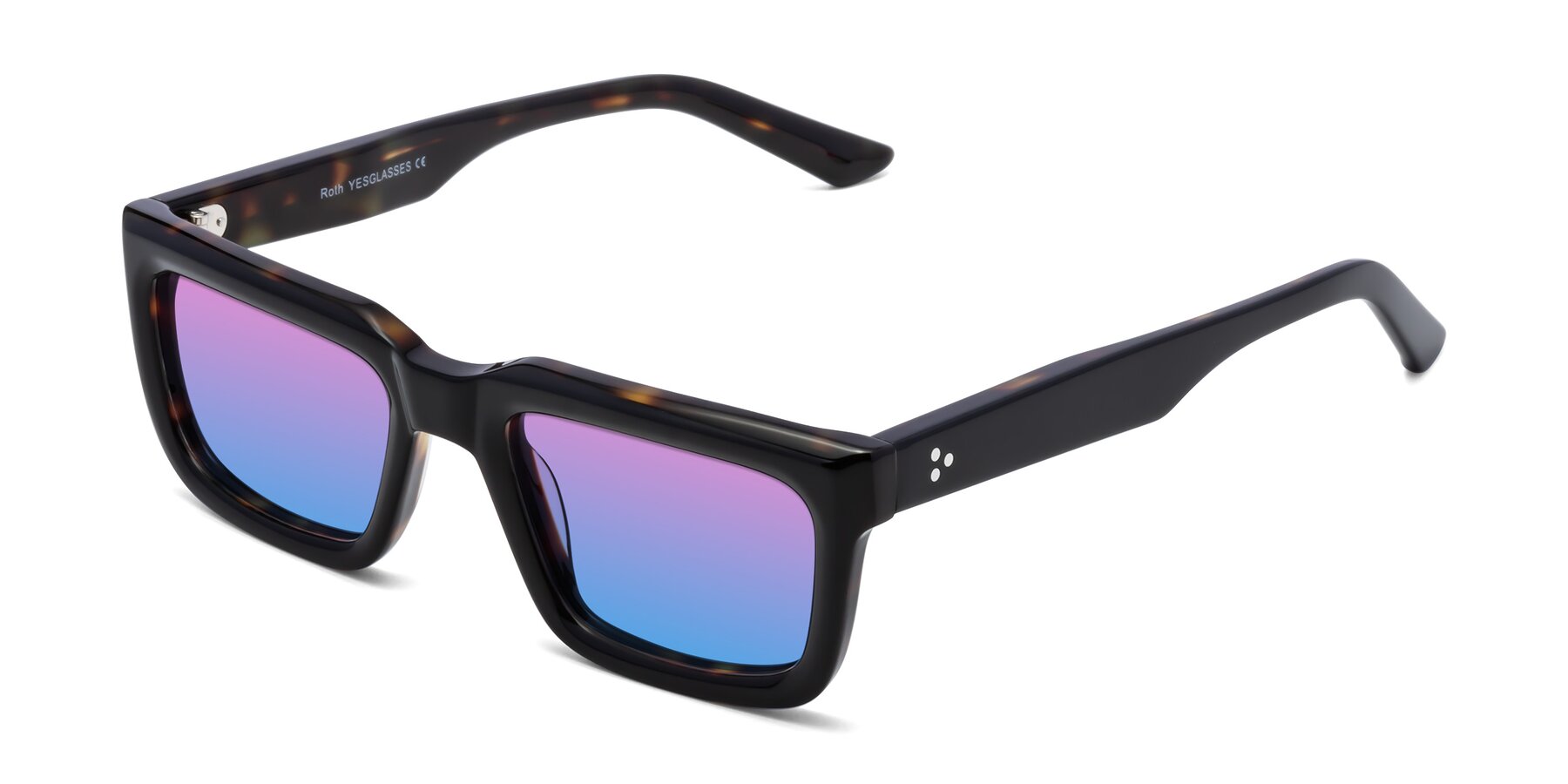 Angle of Roth in Black-Tortoise with Pink / Blue Gradient Lenses