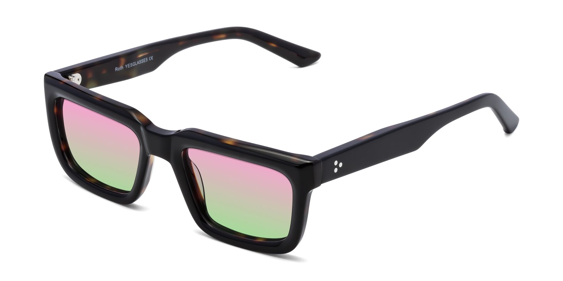 Angle of Roth in Black-Tortoise with Pink / Green Gradient Lenses