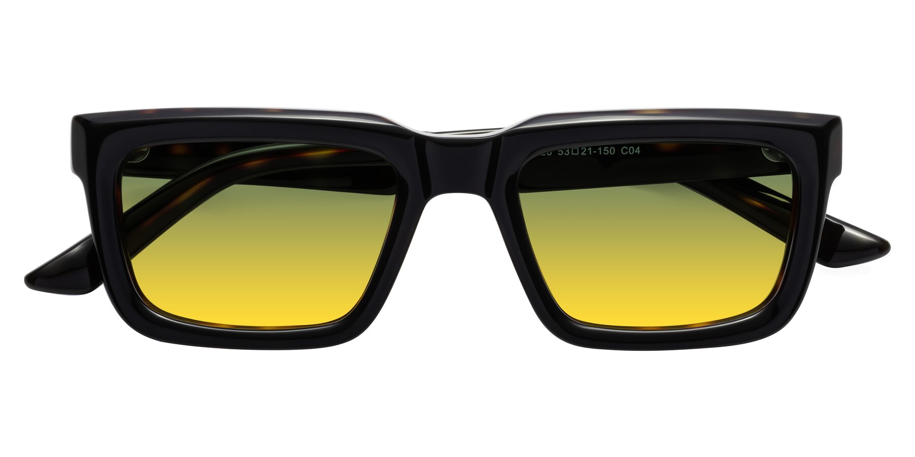 Folded Front of Roth in Black-Tortoise with Green / Yellow Gradient Lenses