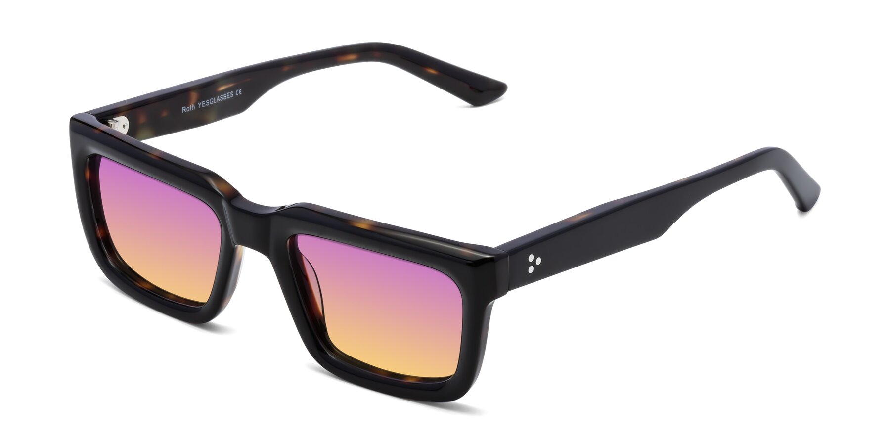 Angle of Roth in Black-Tortoise with Purple / Yellow Gradient Lenses
