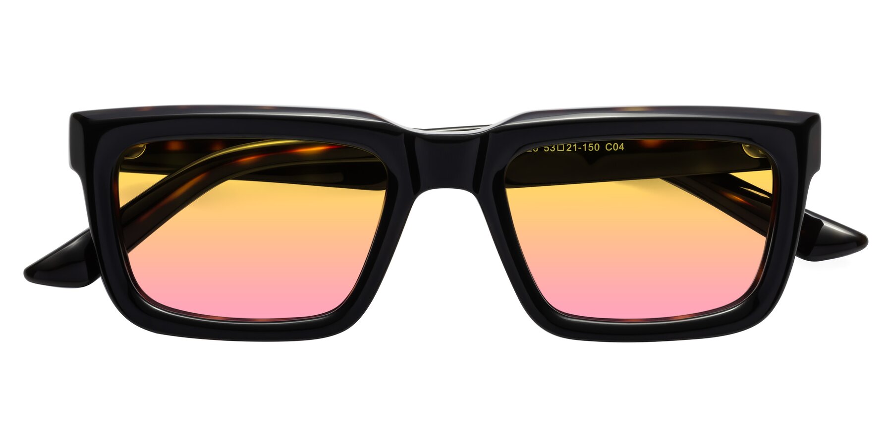 Folded Front of Roth in Black-Tortoise with Yellow / Pink Gradient Lenses