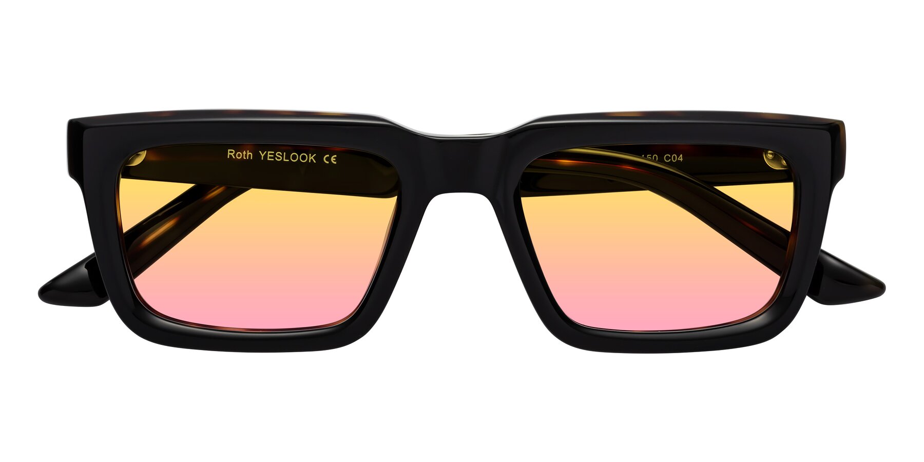 Folded Front of Roth in Black-Tortoise with Yellow / Pink Gradient Lenses