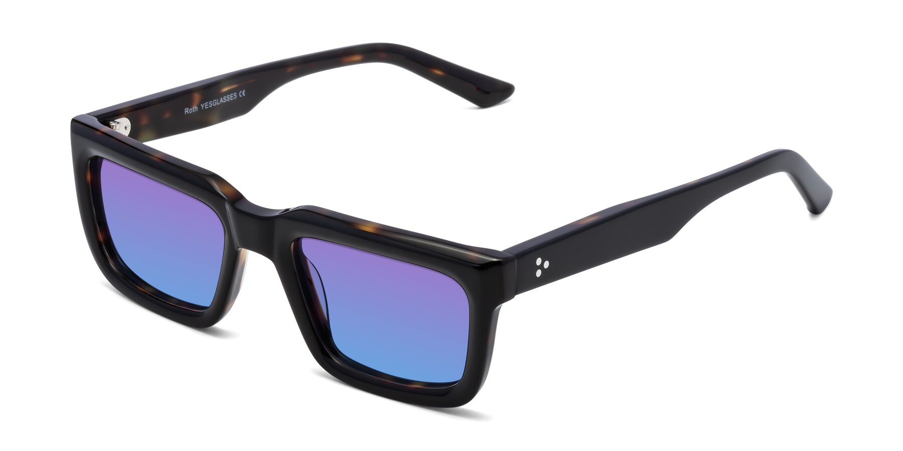 Angle of Roth in Black-Tortoise with Purple / Blue Gradient Lenses