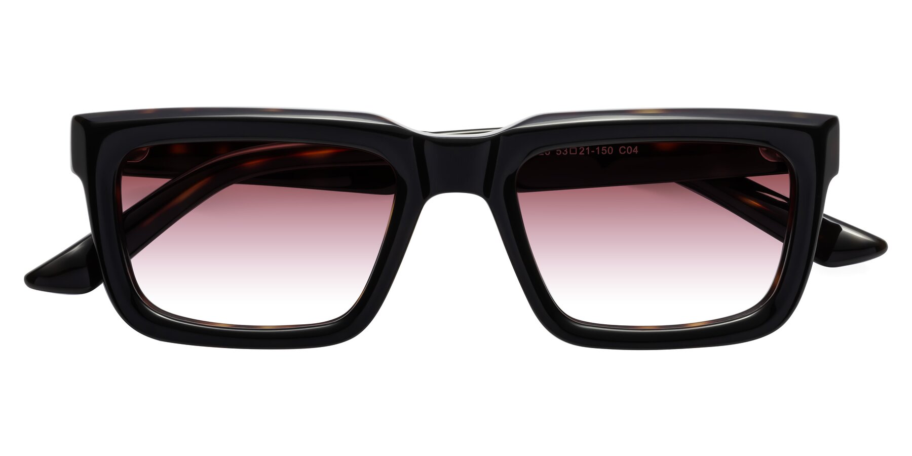 Folded Front of Roth in Black-Tortoise with Garnet Gradient Lenses