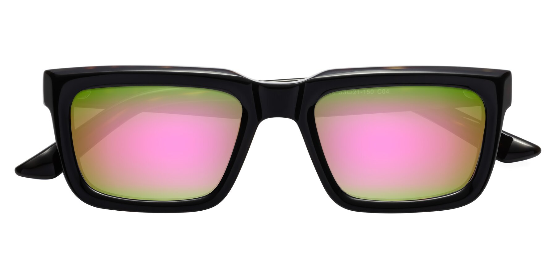 Folded Front of Roth in Black-Tortoise with Pink Mirrored Lenses