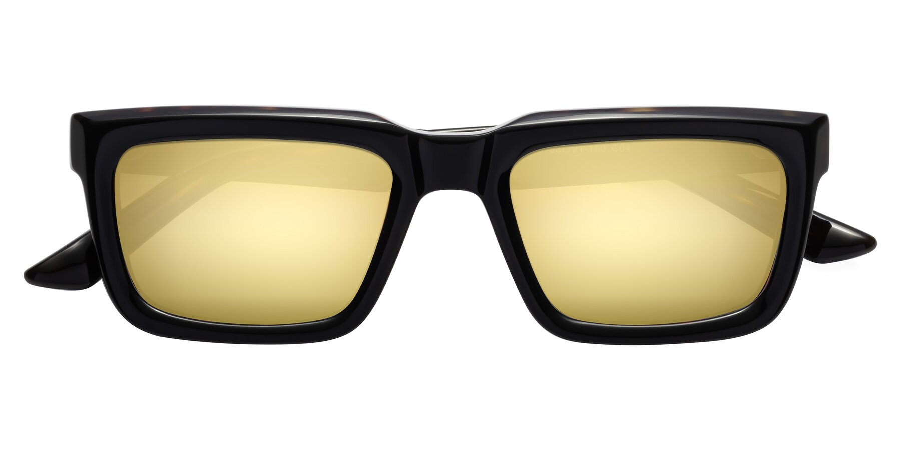 Folded Front of Roth in Black-Tortoise with Gold Mirrored Lenses