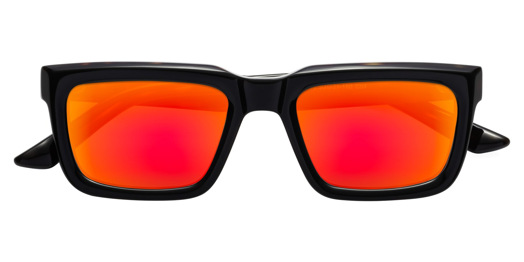 Folded Front of Roth in Black-Tortoise with Red Gold Mirrored Lenses