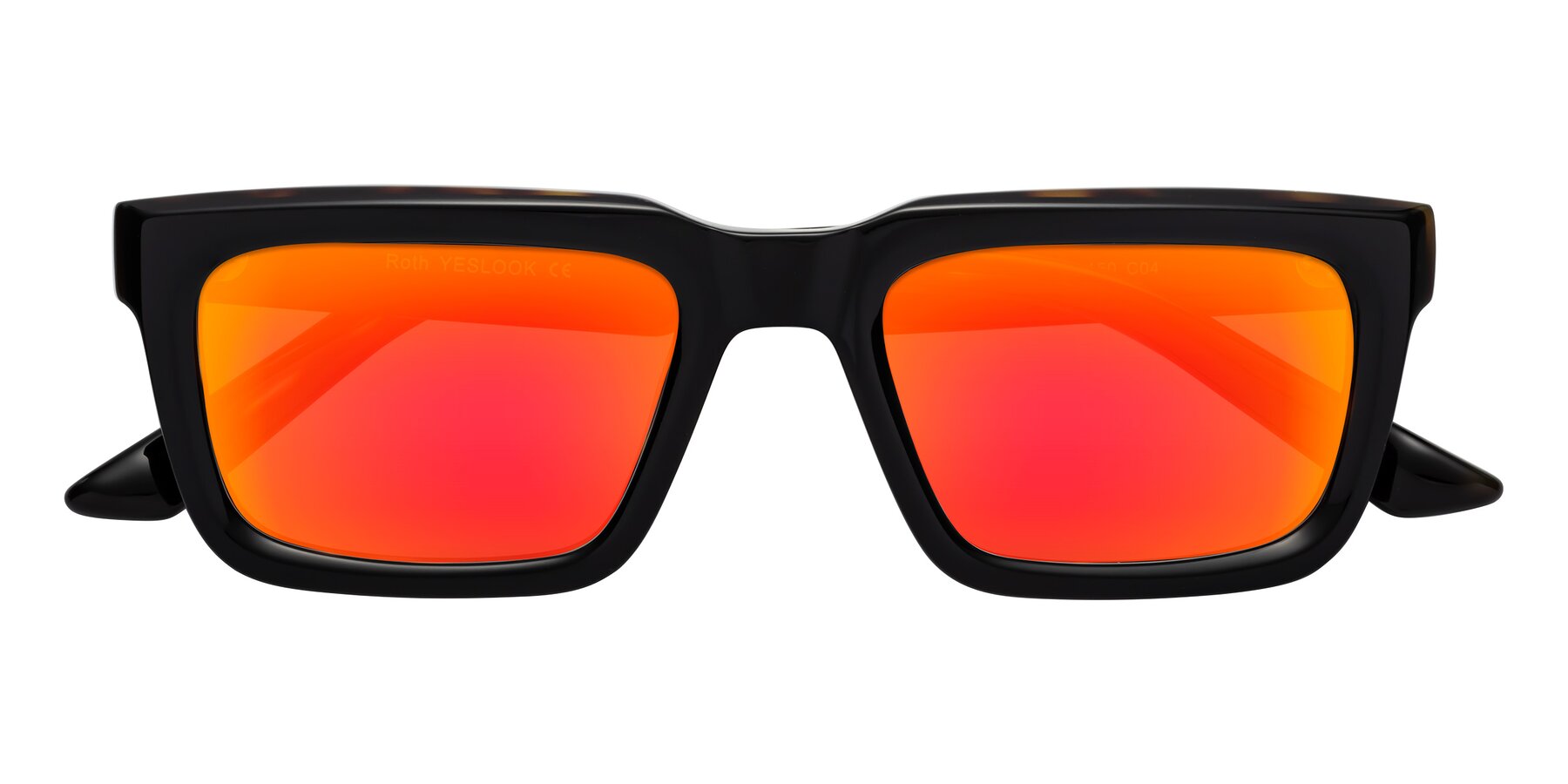 Folded Front of Roth in Black-Tortoise with Red Gold Mirrored Lenses