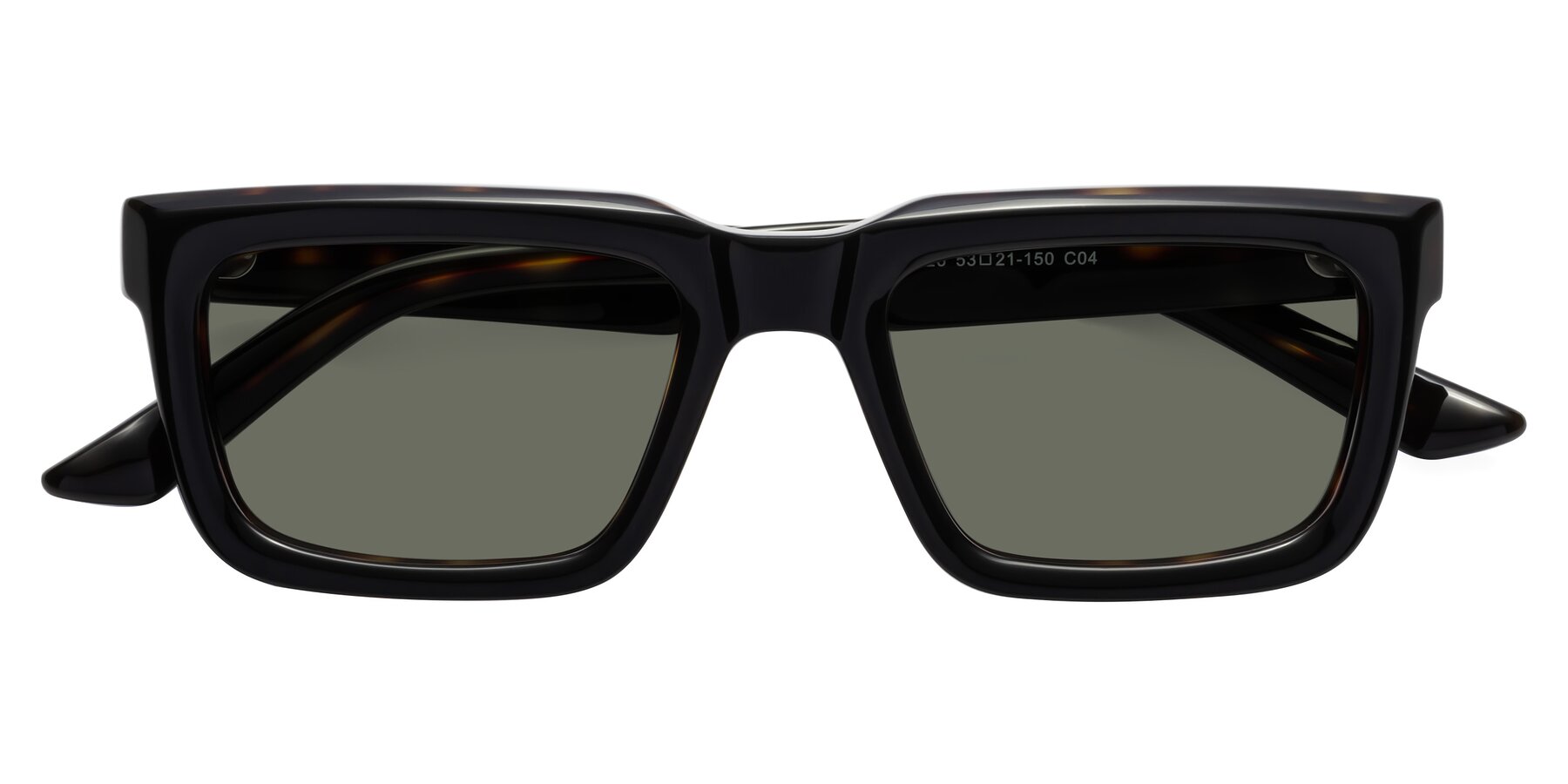 Folded Front of Roth in Black-Tortoise with Gray Polarized Lenses