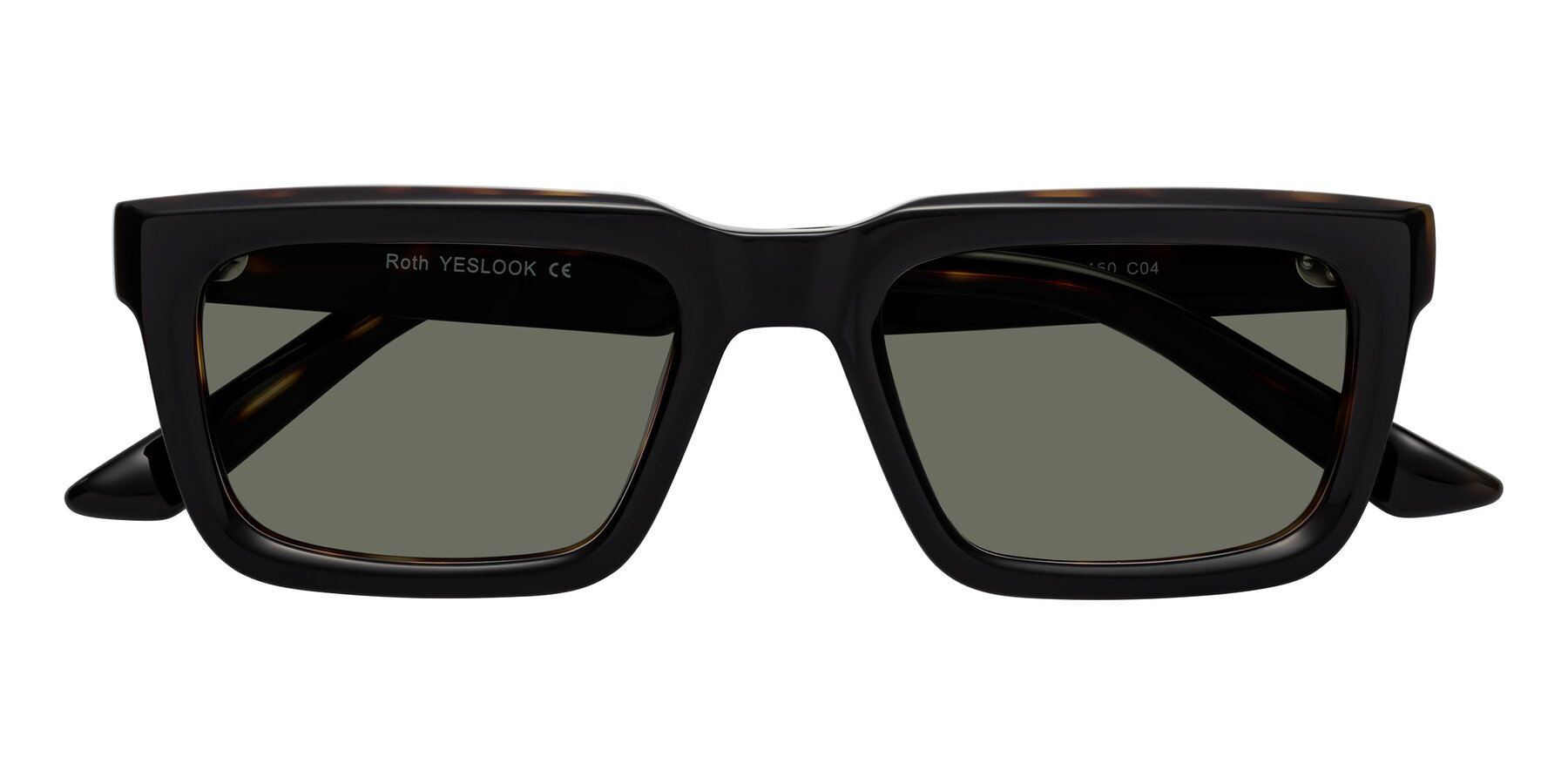 Folded Front of Roth in Black-Tortoise with Gray Polarized Lenses