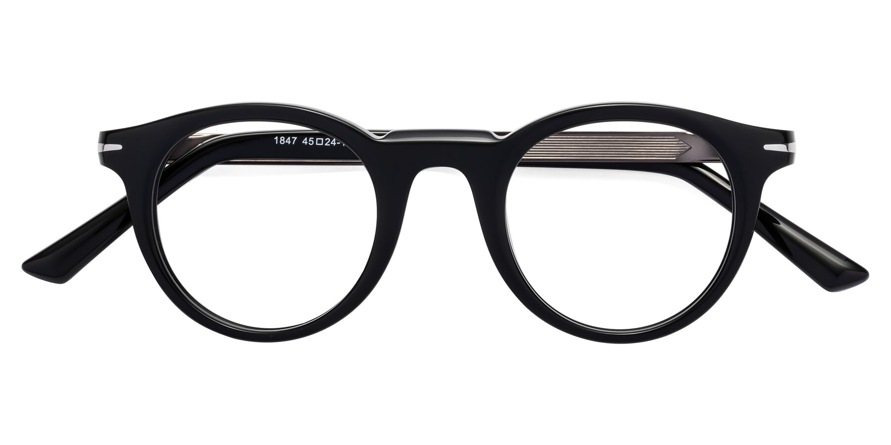 Folded Front of Cycle in Black with Clear Eyeglass Lenses