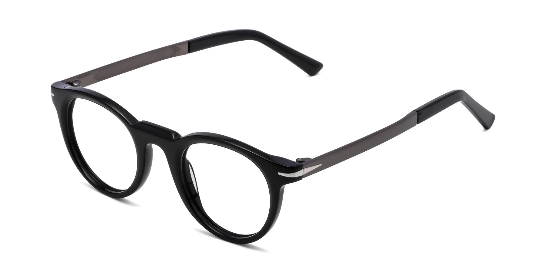 Angle of Cycle in Black with Clear Eyeglass Lenses