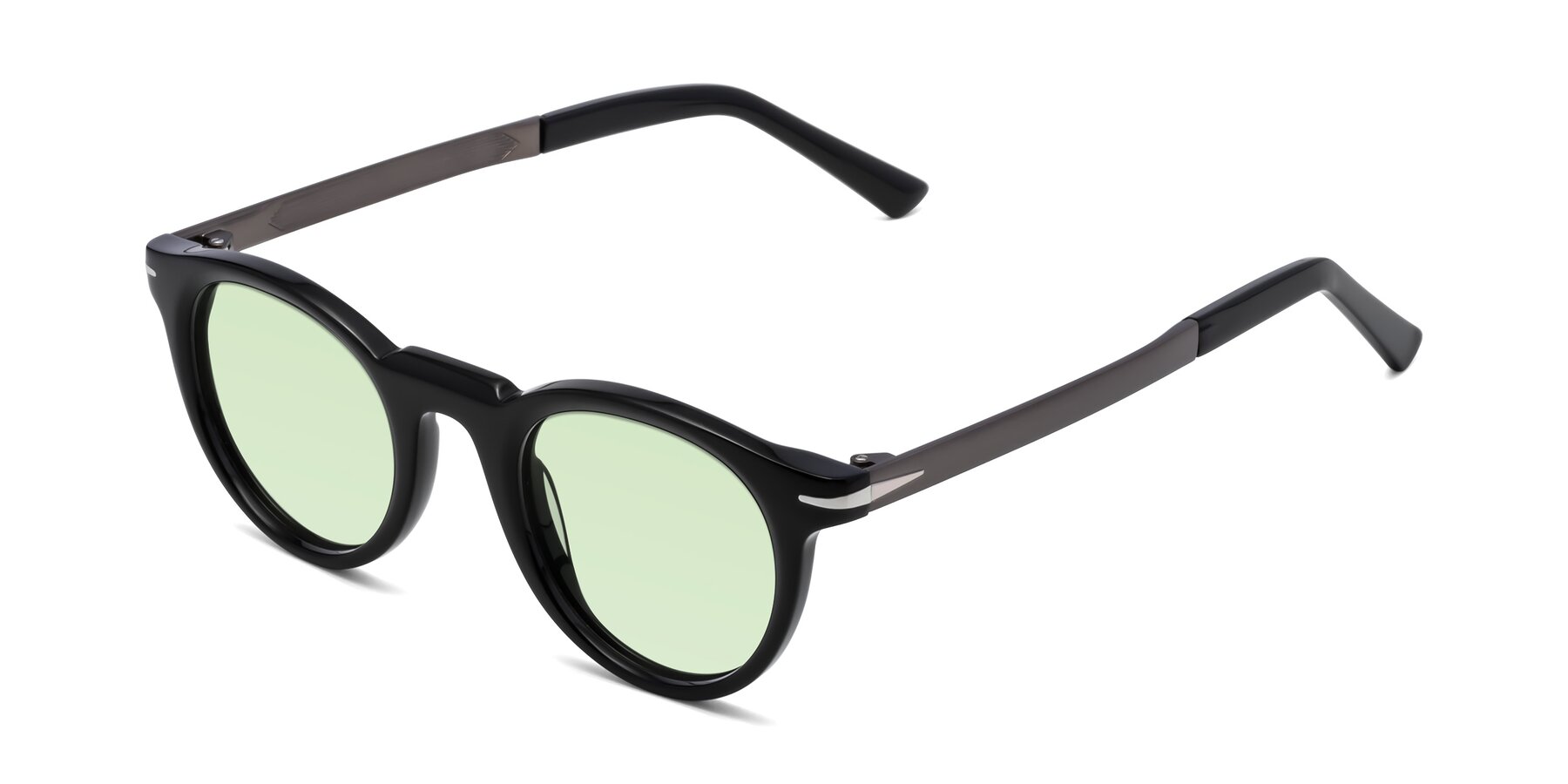 Angle of Cycle in Black with Light Green Tinted Lenses