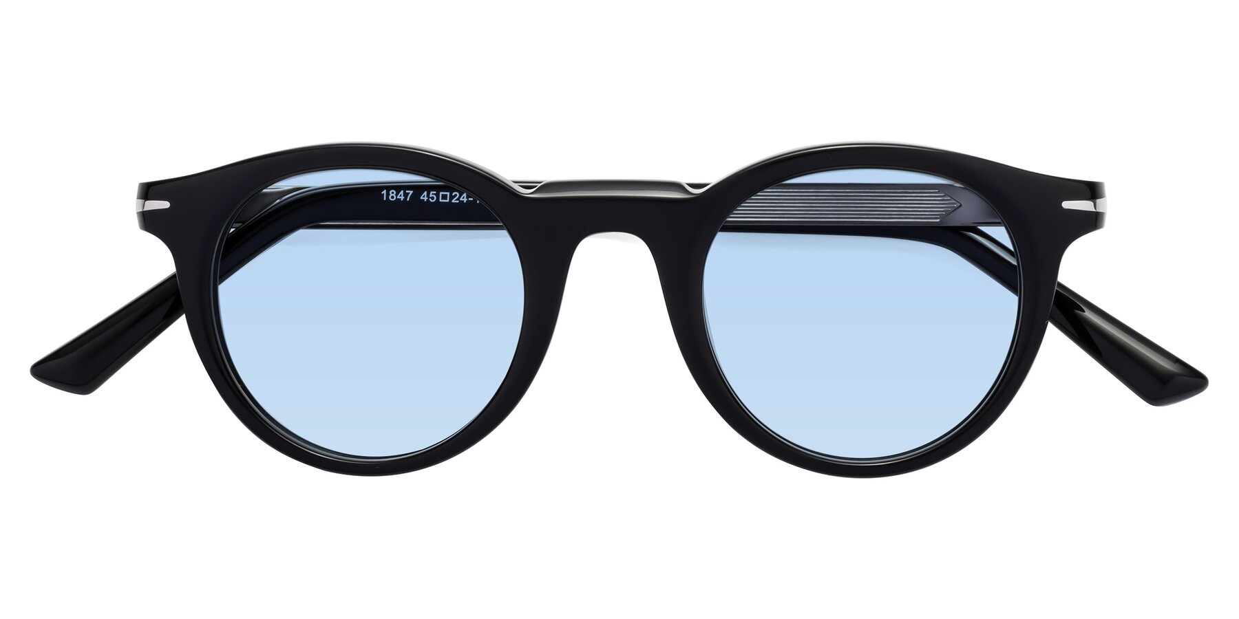 Folded Front of Cycle in Black with Light Blue Tinted Lenses
