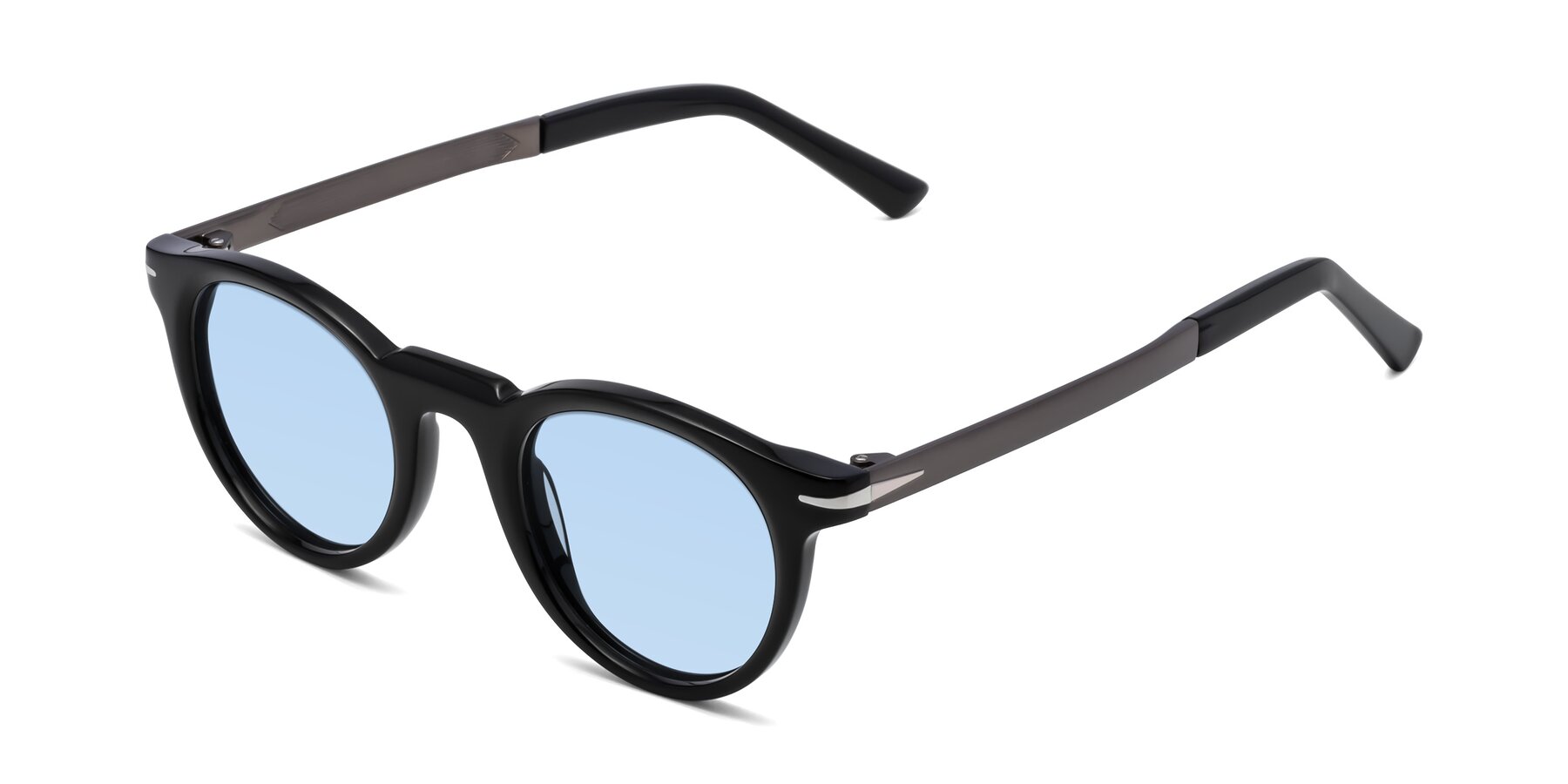 Angle of Cycle in Black with Light Blue Tinted Lenses