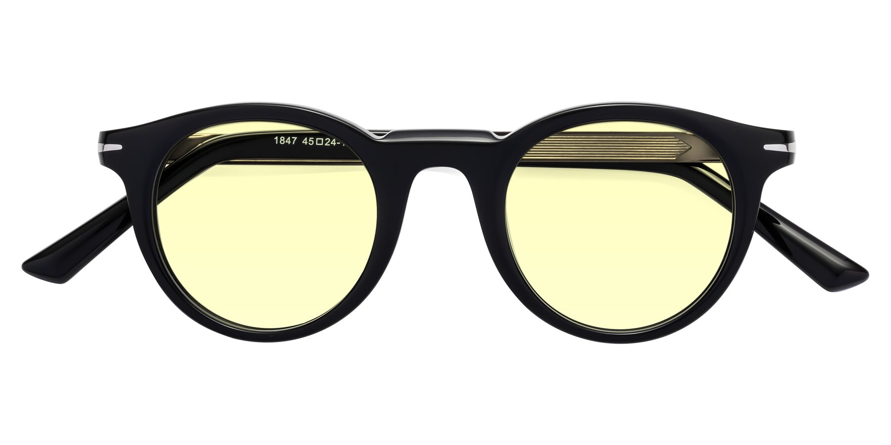 Folded Front of Cycle in Black with Light Yellow Tinted Lenses