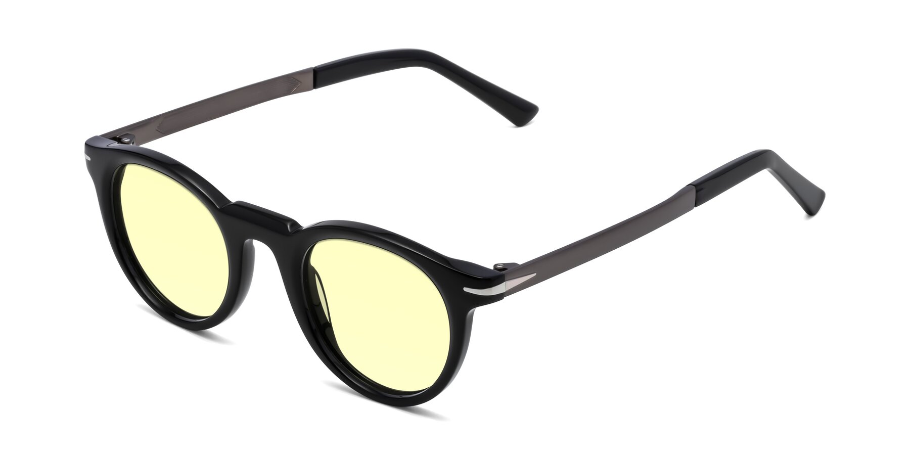 Angle of Cycle in Black with Light Yellow Tinted Lenses