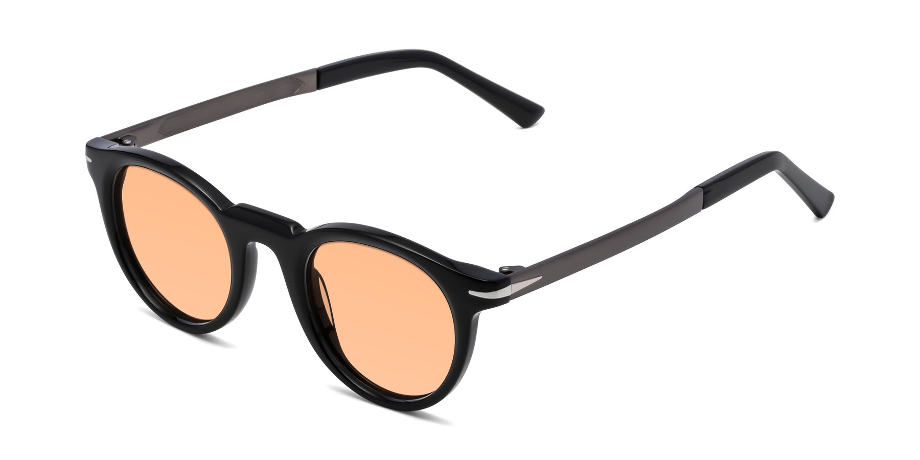 Angle of Cycle in Black with Light Orange Tinted Lenses