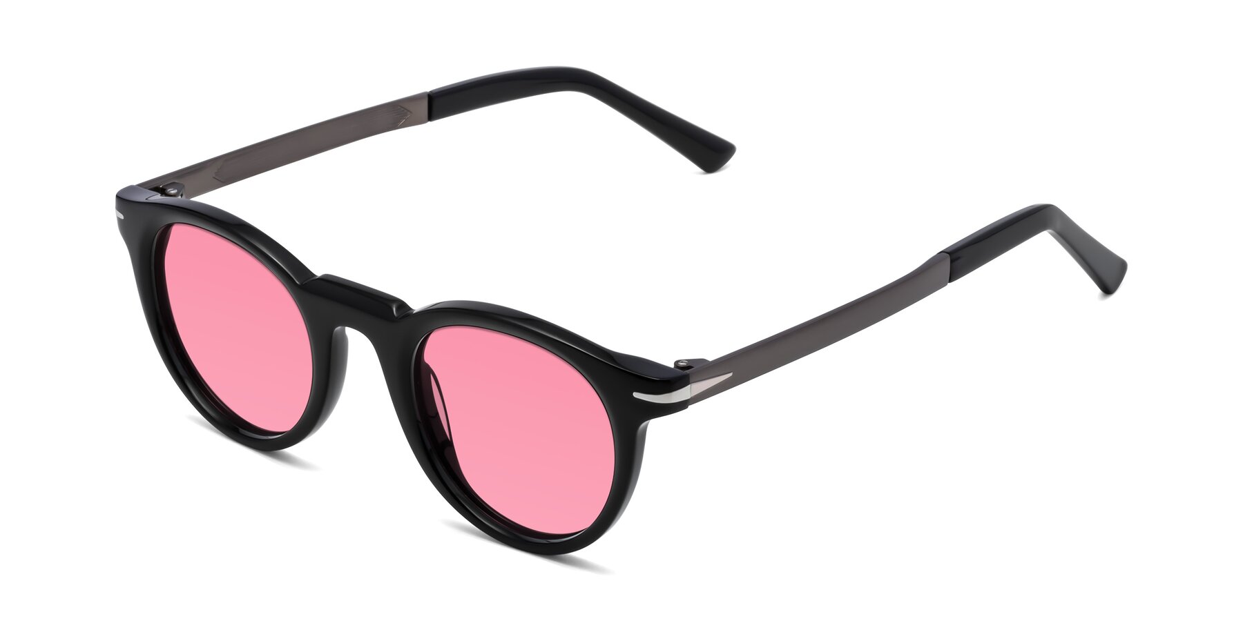 Angle of Cycle in Black with Pink Tinted Lenses