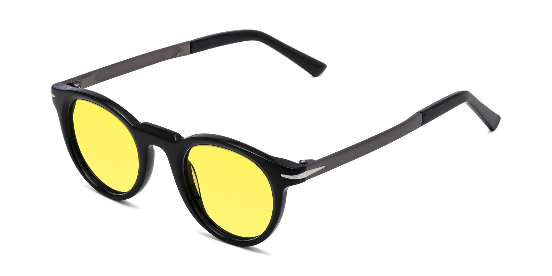 Angle of Cycle in Black with Medium Yellow Tinted Lenses