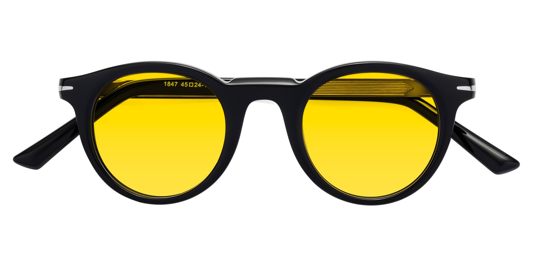 Folded Front of Cycle in Black with Yellow Tinted Lenses