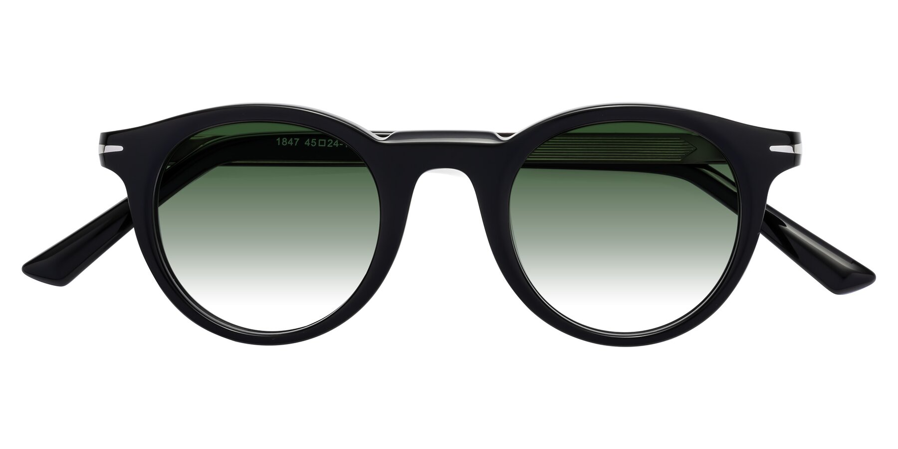 Folded Front of Cycle in Black with Green Gradient Lenses