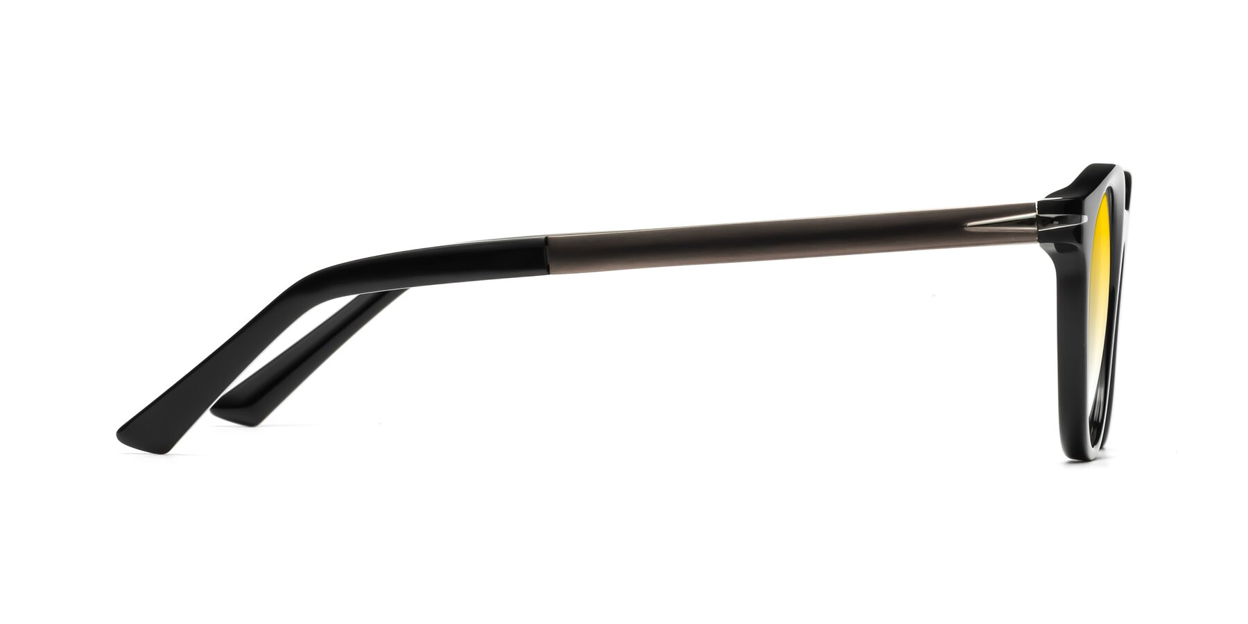 Side of Cycle in Black with Yellow Gradient Lenses