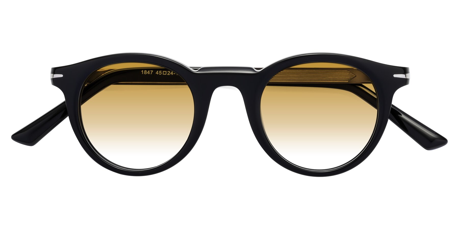 Folded Front of Cycle in Black with Champagne Gradient Lenses
