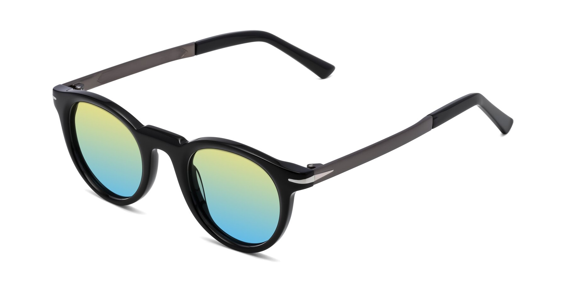 Angle of Cycle in Black with Yellow / Blue Gradient Lenses