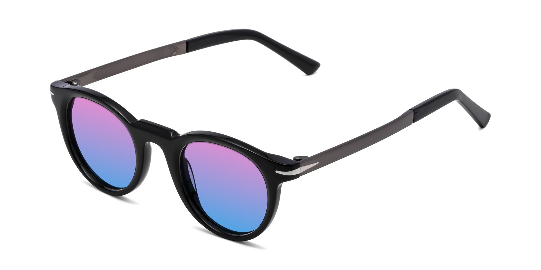Angle of Cycle in Black with Pink / Blue Gradient Lenses