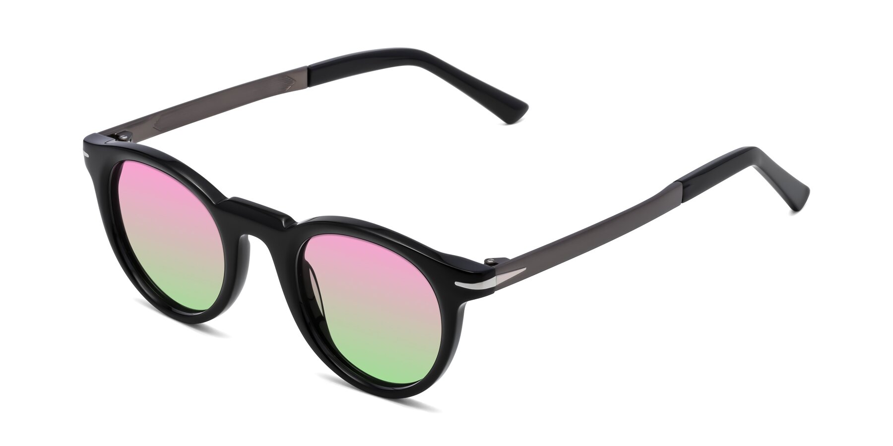 Angle of Cycle in Black with Pink / Green Gradient Lenses