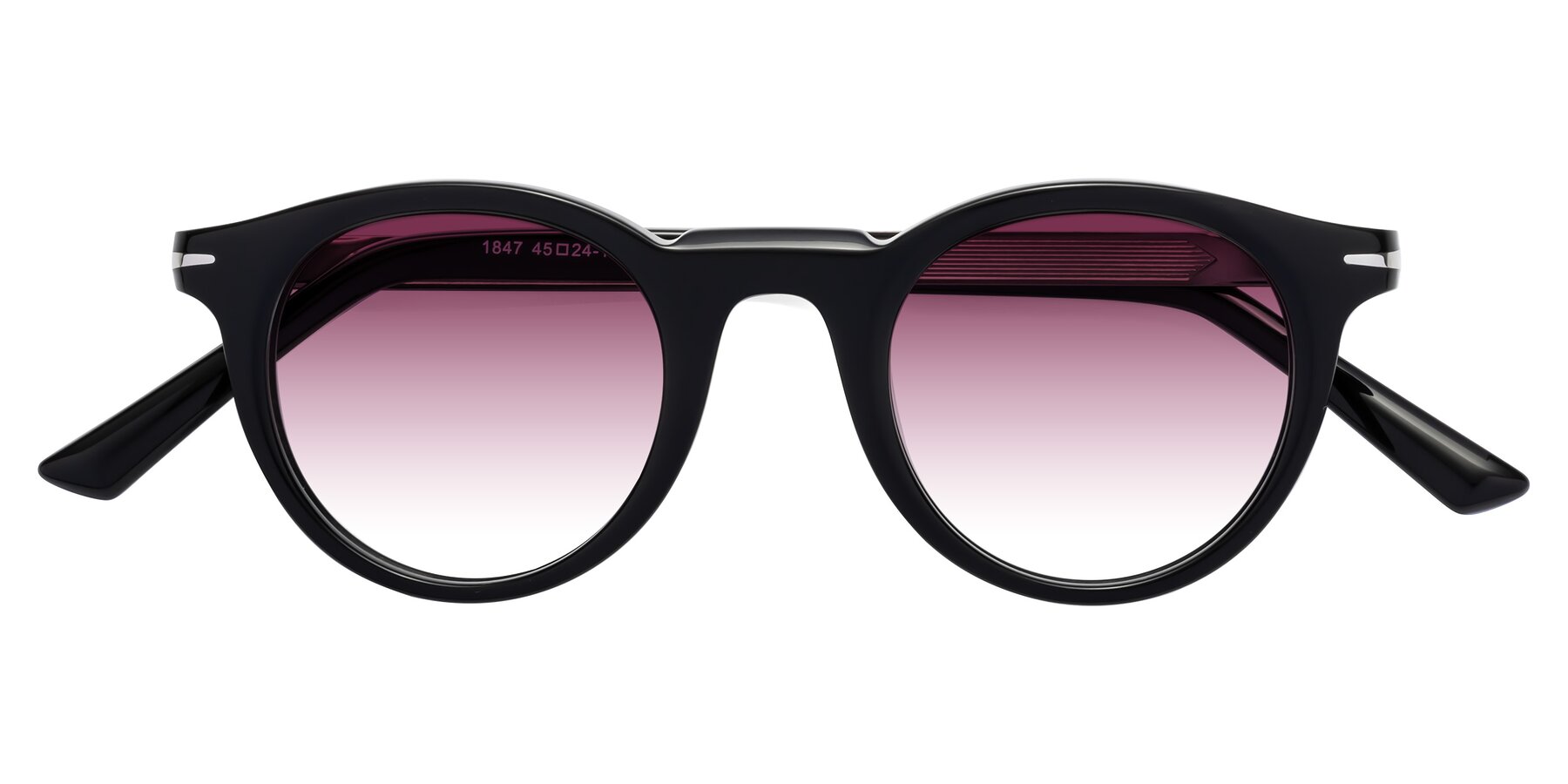 Folded Front of Cycle in Black with Wine Gradient Lenses