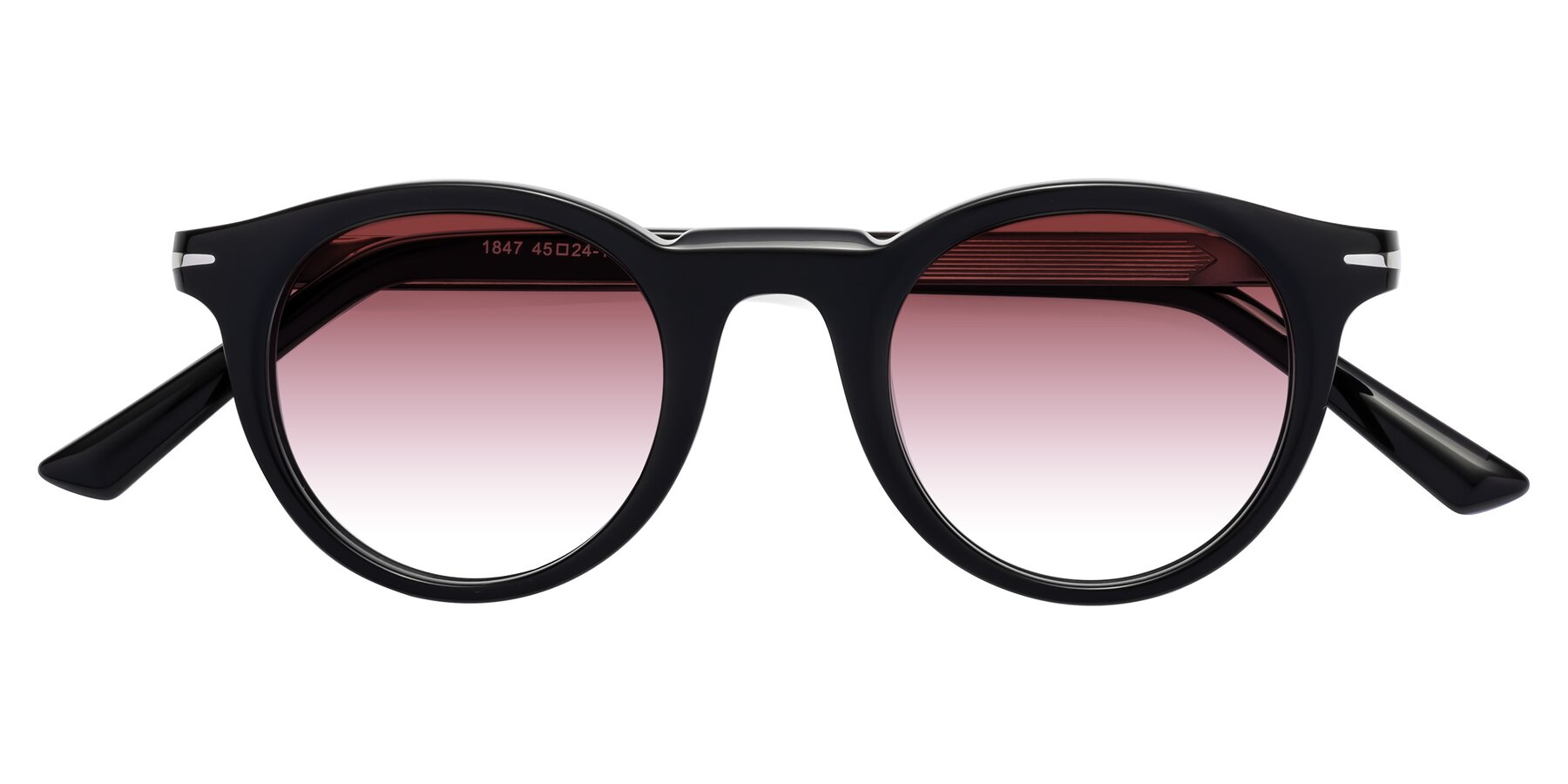 Folded Front of Cycle in Black with Garnet Gradient Lenses