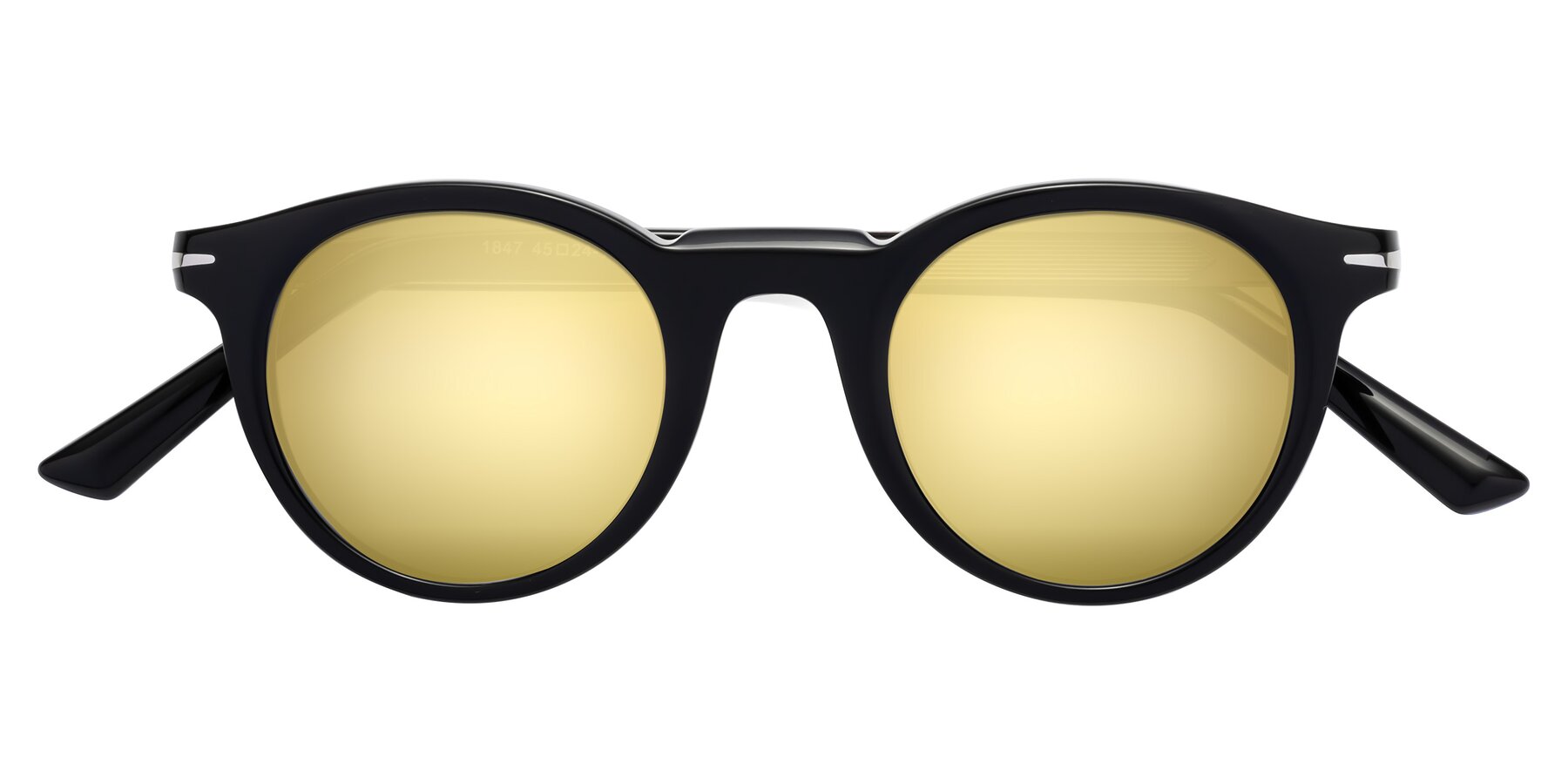 Folded Front of Cycle in Black with Gold Mirrored Lenses
