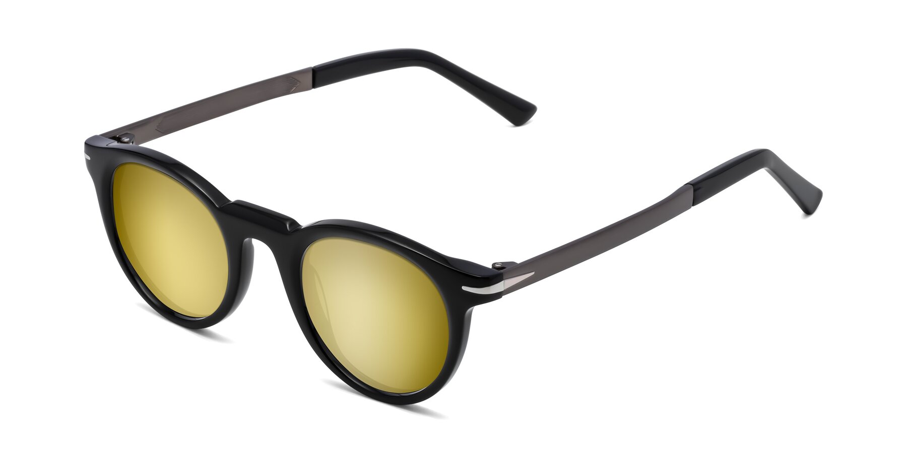 Angle of Cycle in Black with Gold Mirrored Lenses
