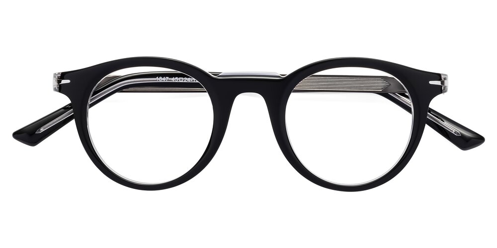 Black / Clear Narrow Acetate Round Eyeglasses - Cycle