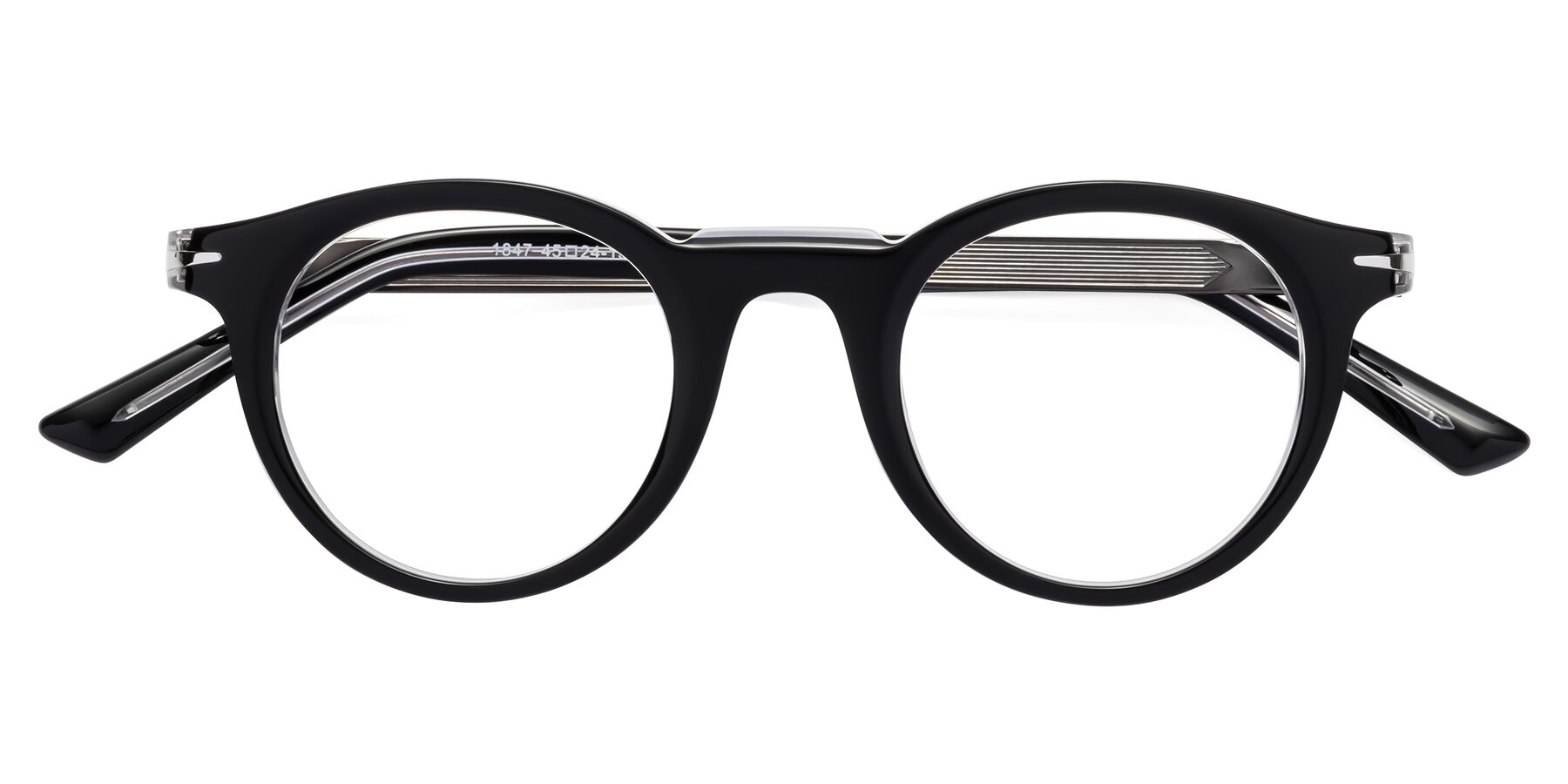 Folded Front of Cycle in Black-Clear with Clear Eyeglass Lenses