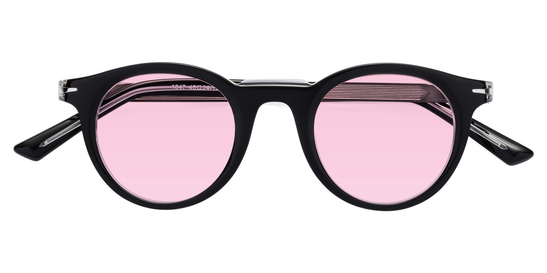 Folded Front of Cycle in Black-Clear with Light Pink Tinted Lenses