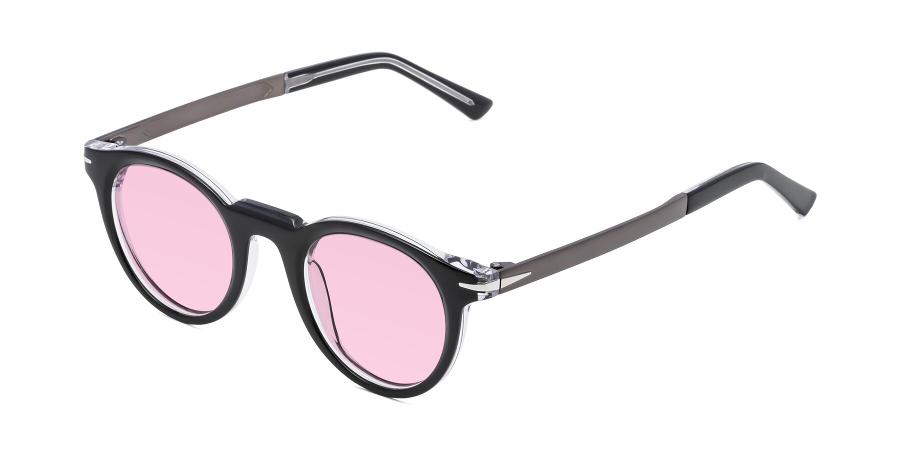 Angle of Cycle in Black-Clear with Light Pink Tinted Lenses