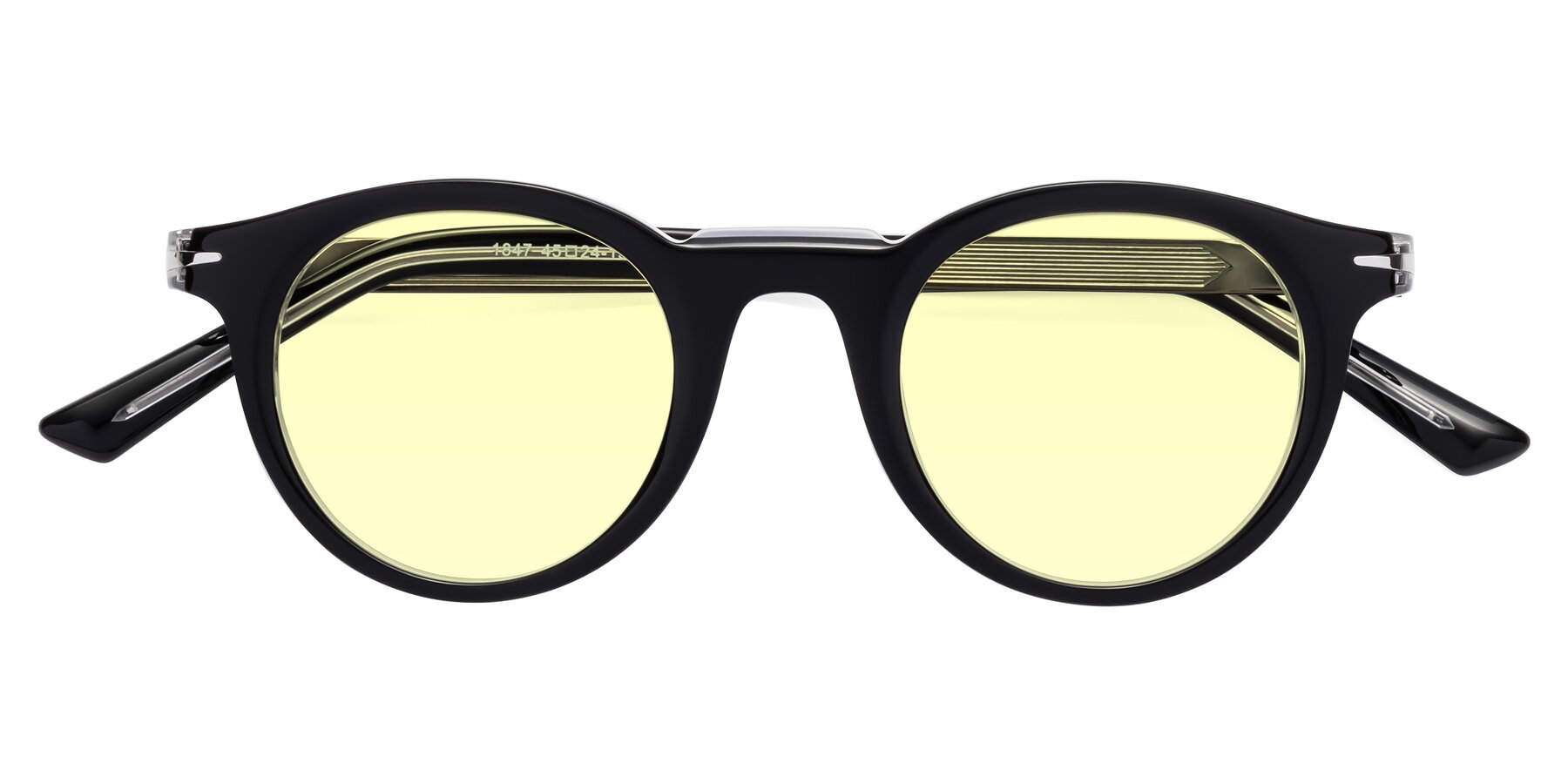 Folded Front of Cycle in Black-Clear with Light Yellow Tinted Lenses