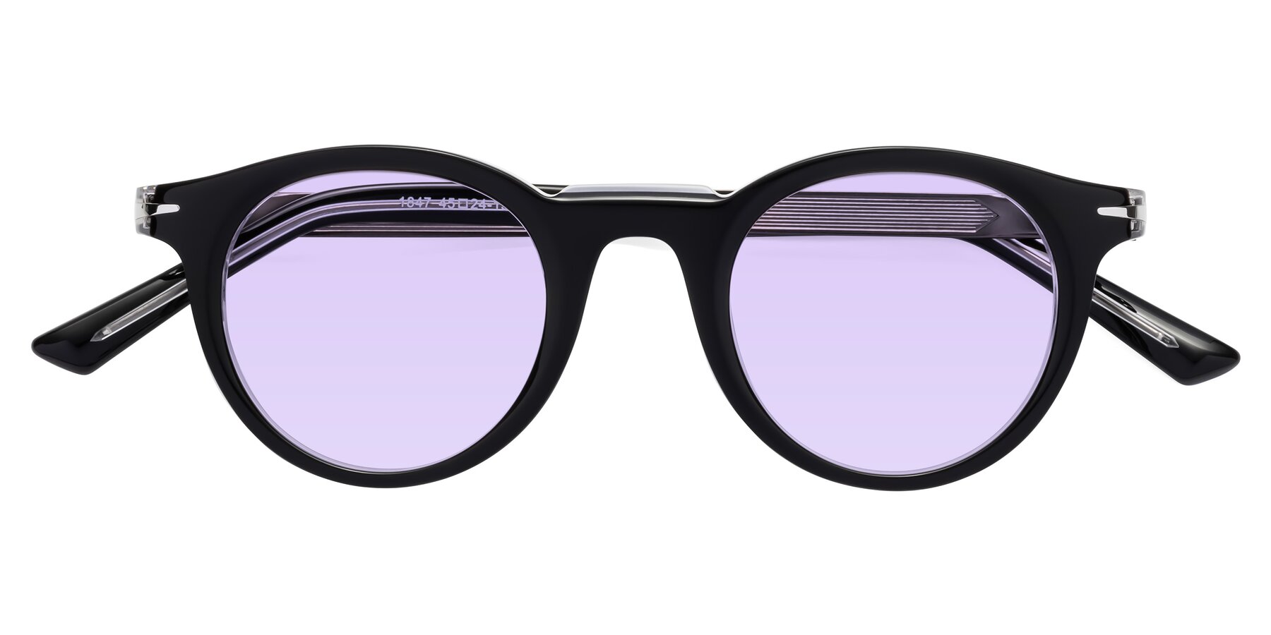 Folded Front of Cycle in Black-Clear with Light Purple Tinted Lenses