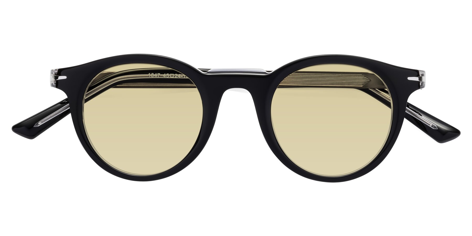 Folded Front of Cycle in Black-Clear with Light Champagne Tinted Lenses