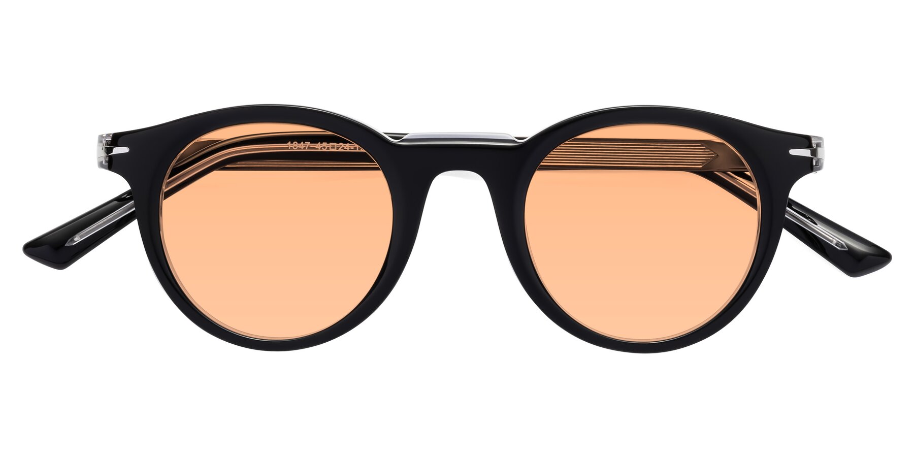 Folded Front of Cycle in Black-Clear with Light Orange Tinted Lenses