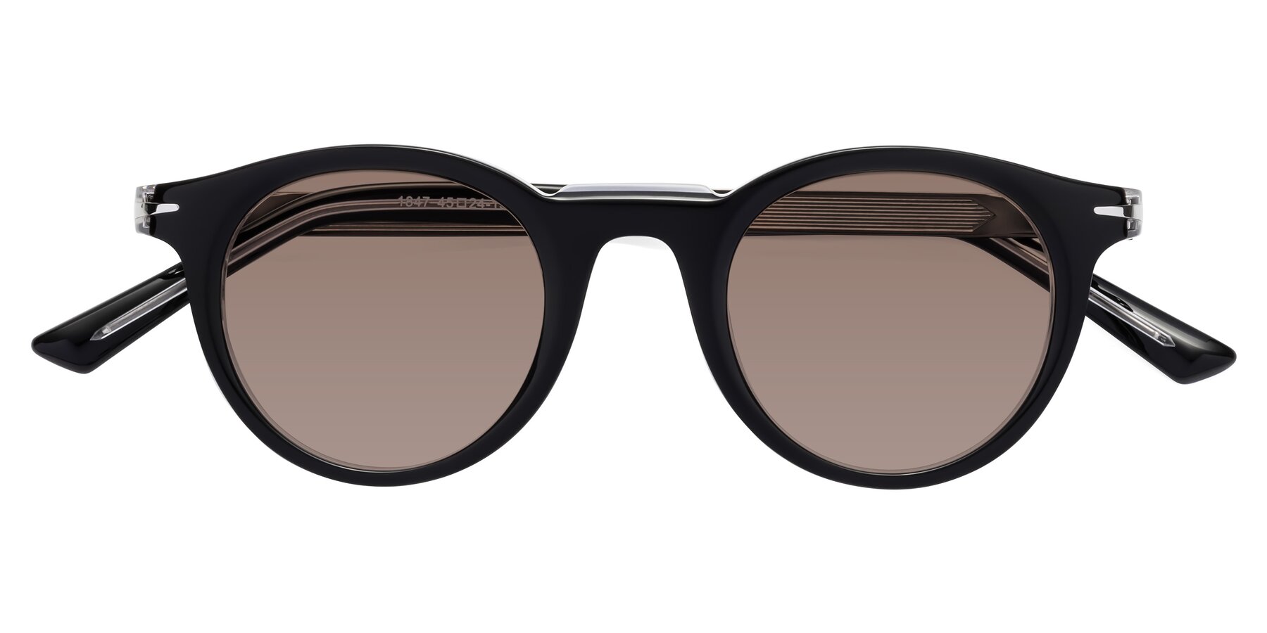 Folded Front of Cycle in Black-Clear with Medium Brown Tinted Lenses