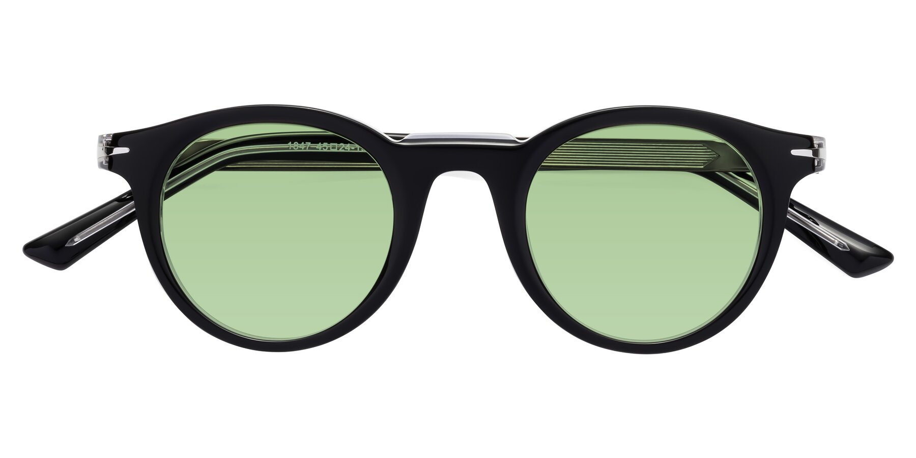 Folded Front of Cycle in Black-Clear with Medium Green Tinted Lenses