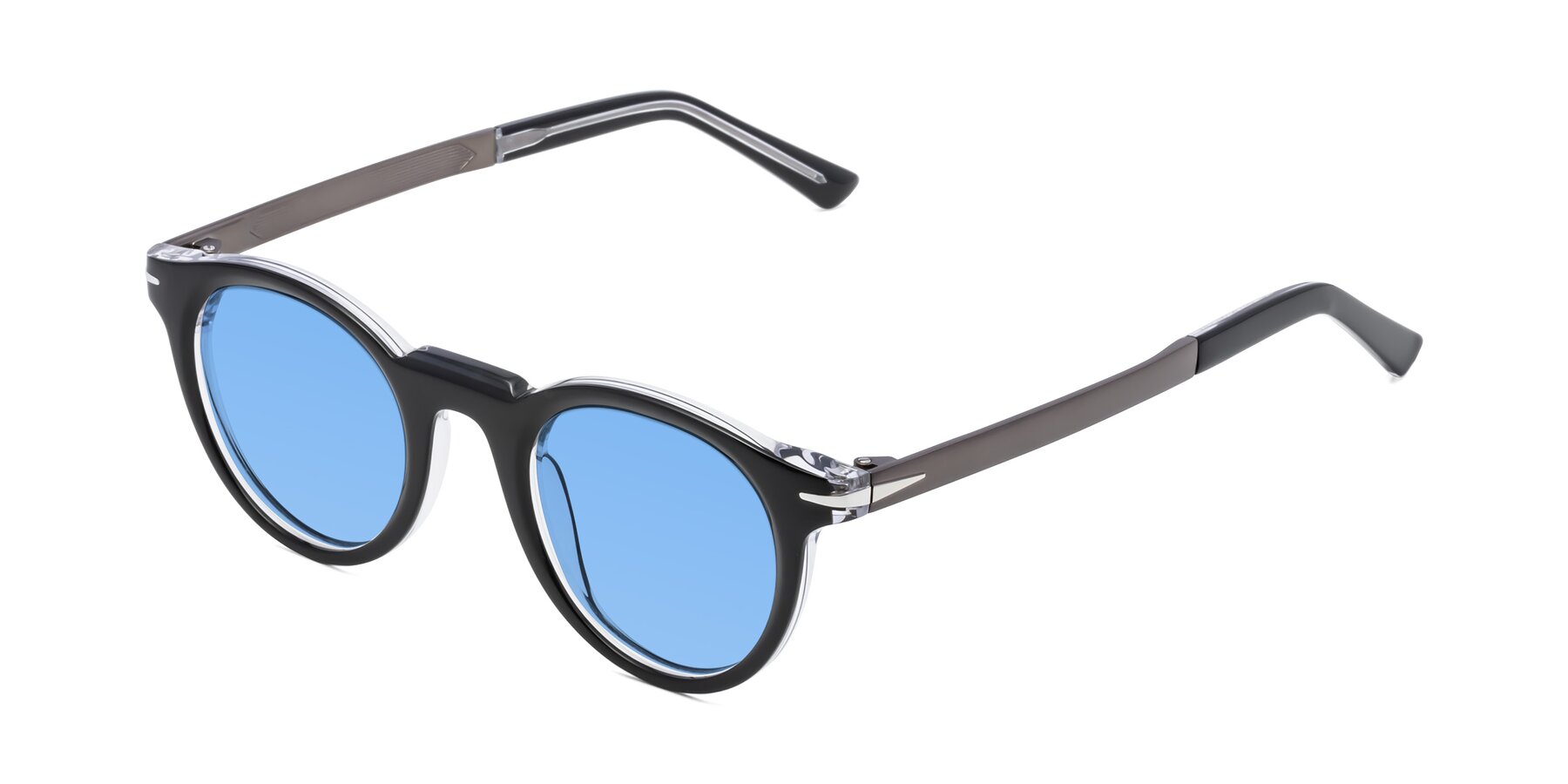 Angle of Cycle in Black-Clear with Medium Blue Tinted Lenses