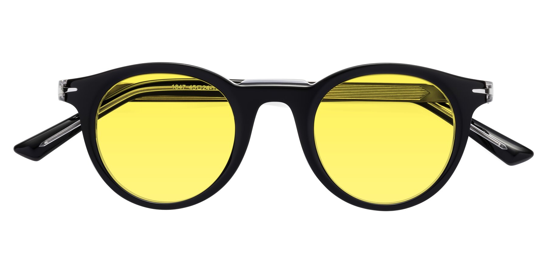 Folded Front of Cycle in Black-Clear with Medium Yellow Tinted Lenses