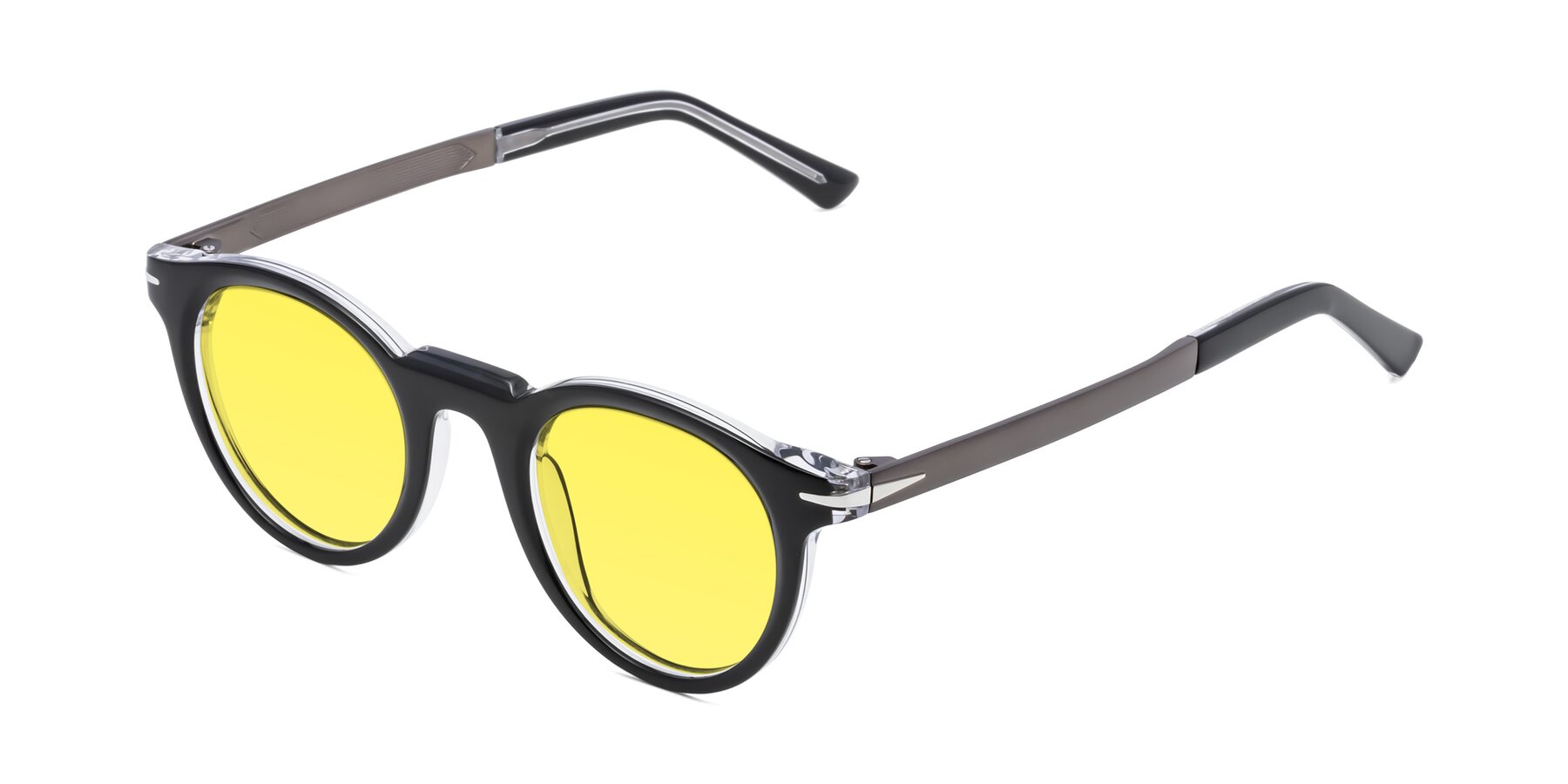 Angle of Cycle in Black-Clear with Medium Yellow Tinted Lenses