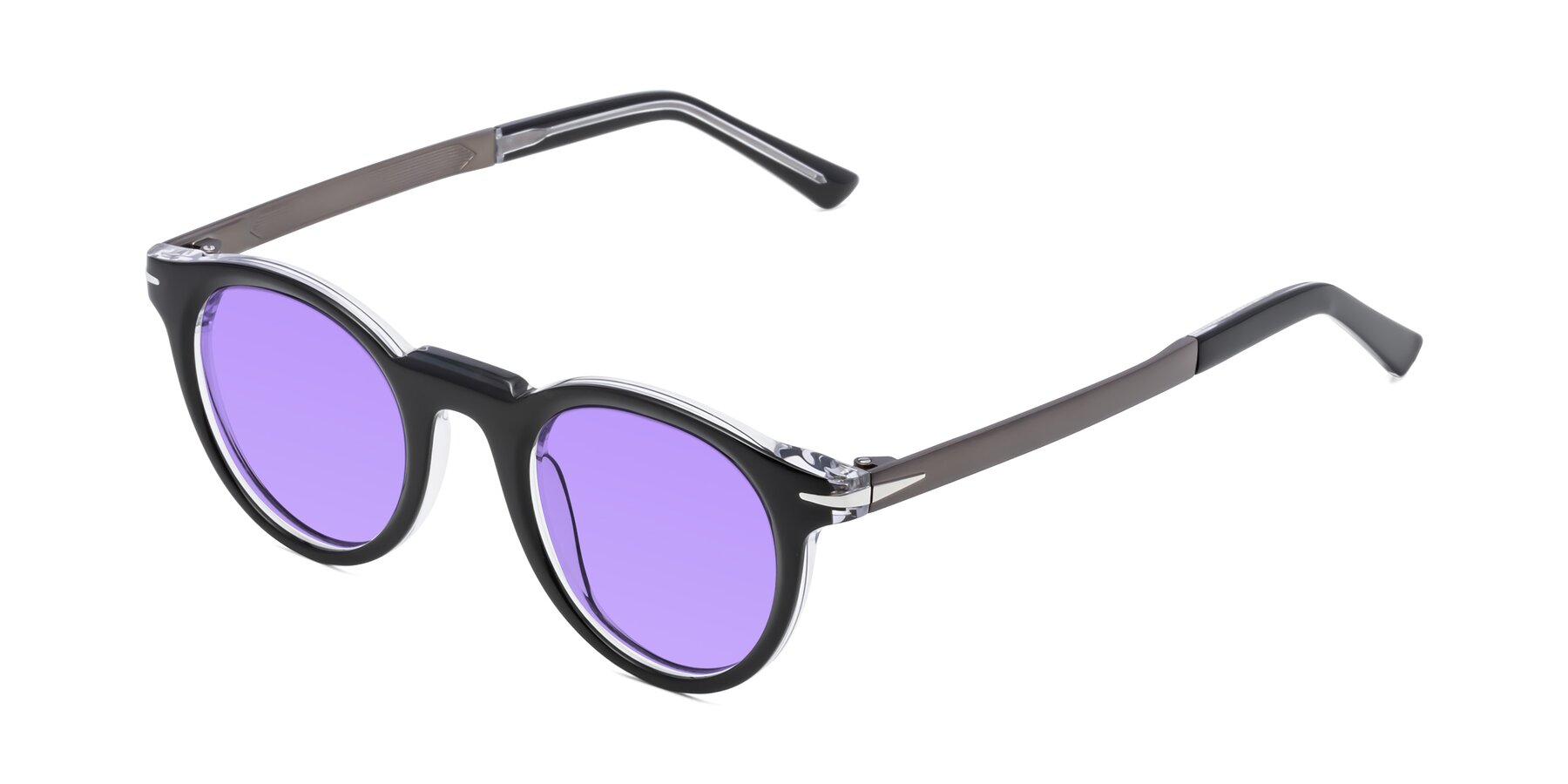 Angle of Cycle in Black-Clear with Medium Purple Tinted Lenses